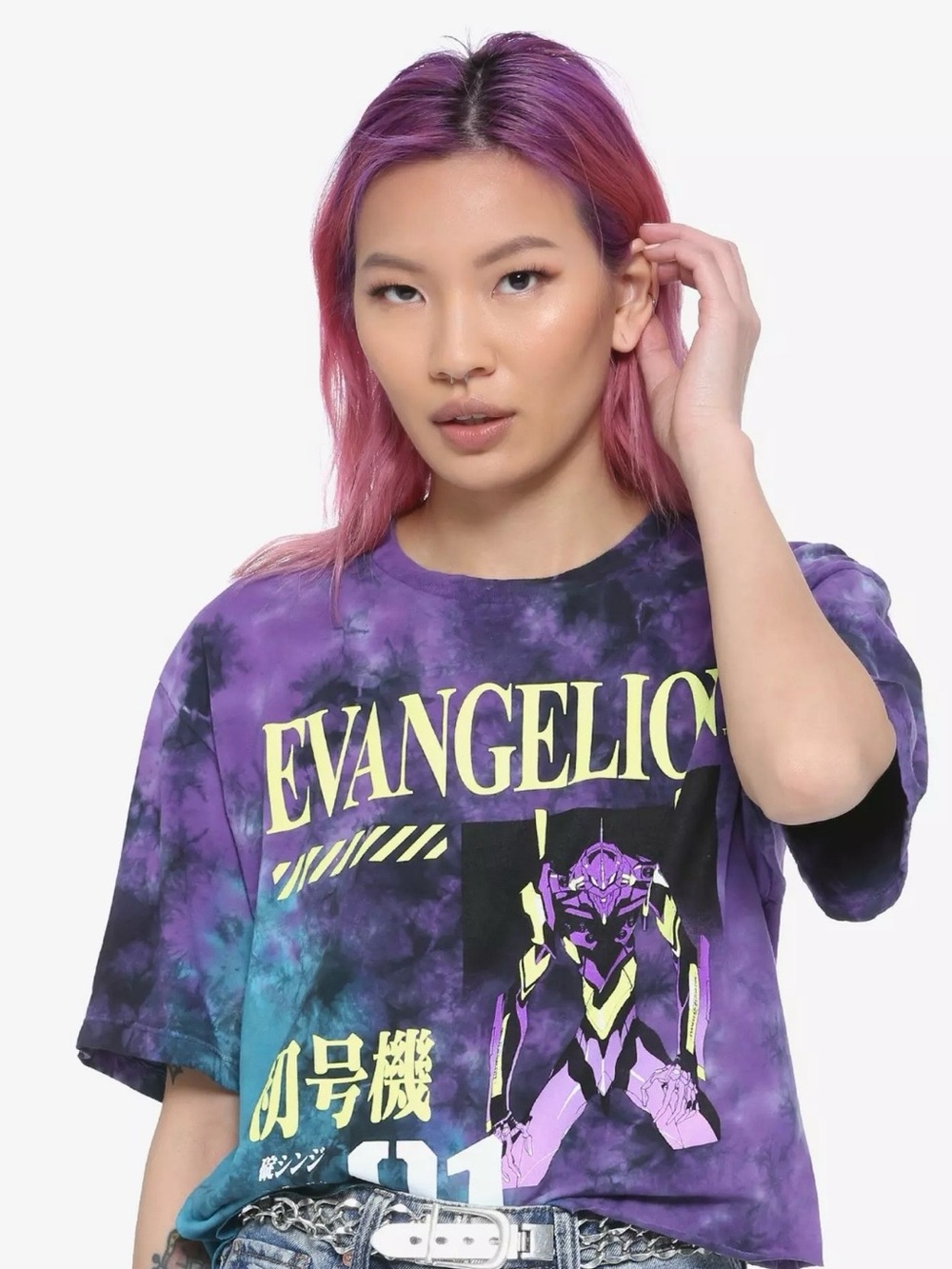 Neon Genesis Evangelion EVA Test Type Unit 01 Tie-Dye Girls Crop T-Shirt